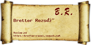 Bretter Rezső névjegykártya